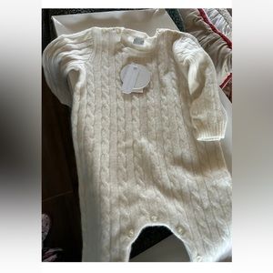Edgehill Collection Baby 100% 
CASHMERE Cableknit Ivory
Unisex Coverall